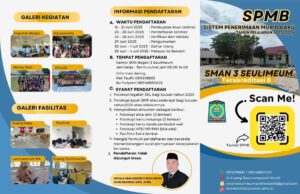 SMA Negeri 3 Seulimeum menerima pendaftaran siswa baru tahun ajaran 2025/2026